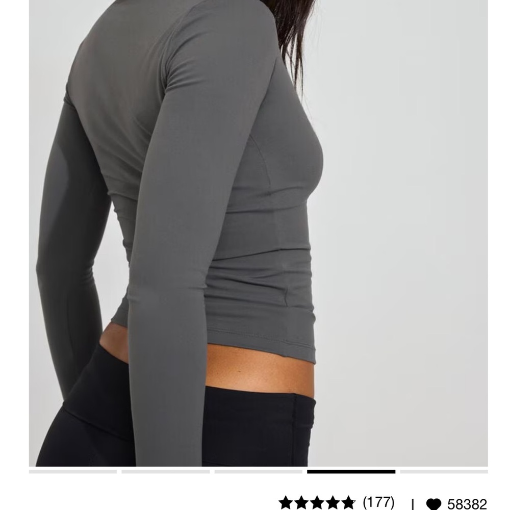 NWT Garage Sleek Crewneck Long Sleeve Basic Layering Top BURNT ASH GREY - Picture 2 of 5